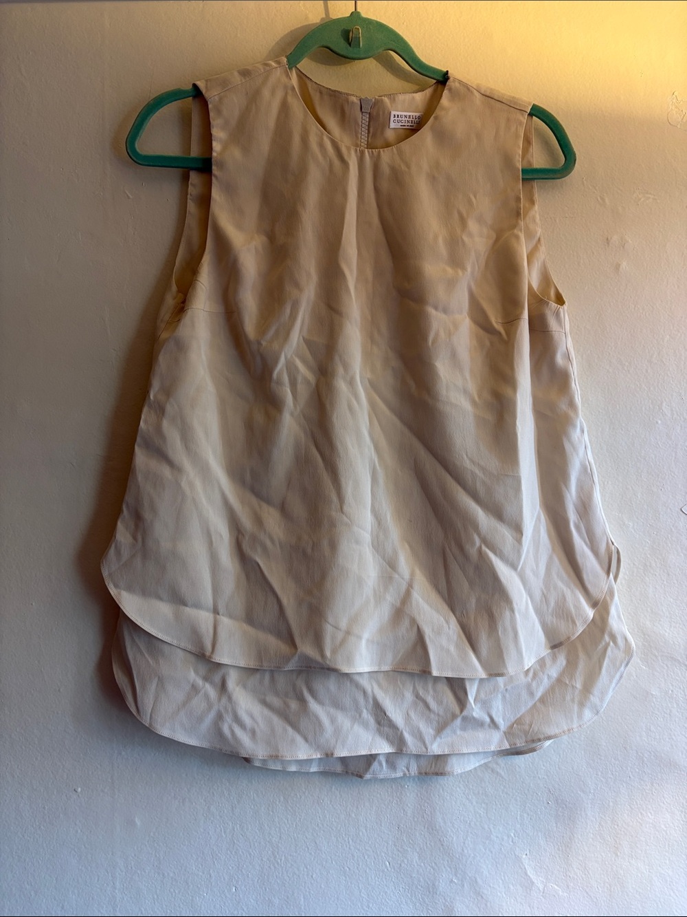 Brunello Cucinelli Cream Layered Sleeveless Camisole